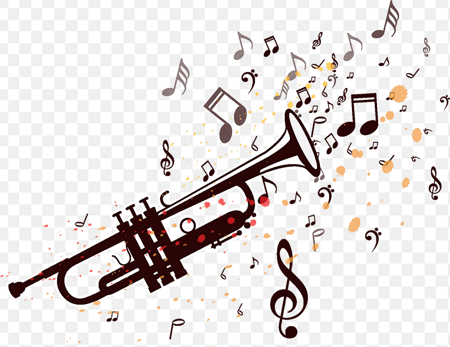 Chiếc kèn kết hợp với những nốt nhạc tạo hiệu ứng ảnh đẹp