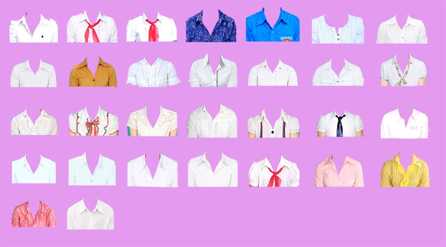 Tổng hợp những mẫu áo sơ mi nữ đẹp, được lưu file Psd và dùng trong ghép ảnh truyền thần