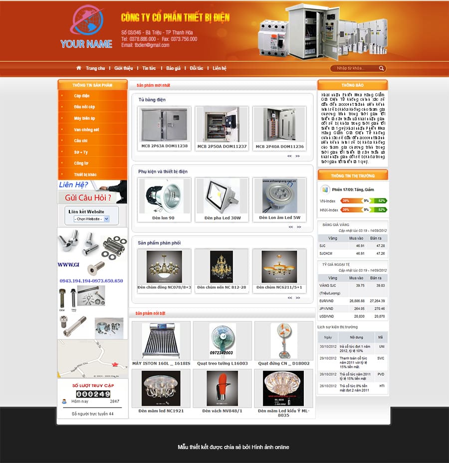 Mẫu thiết kế website đẹp, chuyên nghiệp liên quan tới thiết bị điện