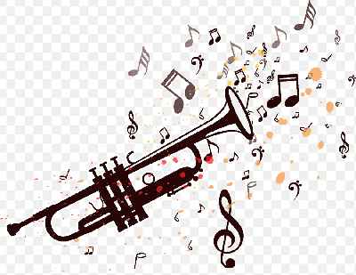 Chiếc kèn kết hợp với những nốt nhạc tạo hiệu ứng ảnh đẹp