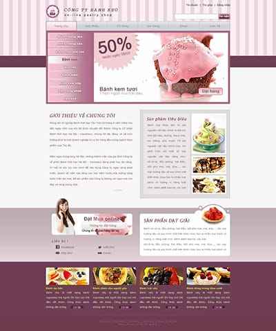 Mẫu thiết kế website về công ty cung cấp bánh kẹo tổng hợp