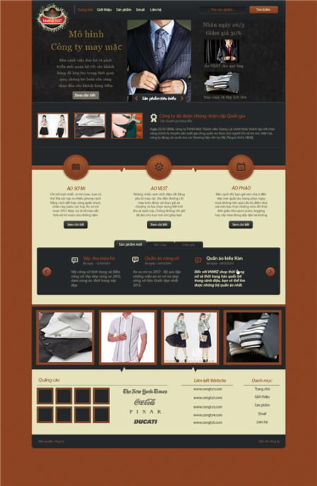 Chia sẻ mẫu thiết kế trang chủ website về công ty may mặc tuyệt đẹp