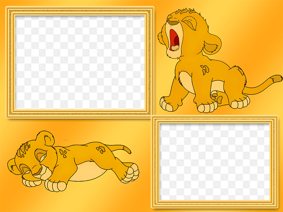 Mẫu thiết kế khung ảnh ghép hai ảnh với chú sư tử đáng yêu