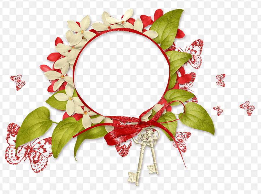 Mẫu thiết kế khung ảnh chân dung trang trí hình tròn hoa là và bướm đẹp