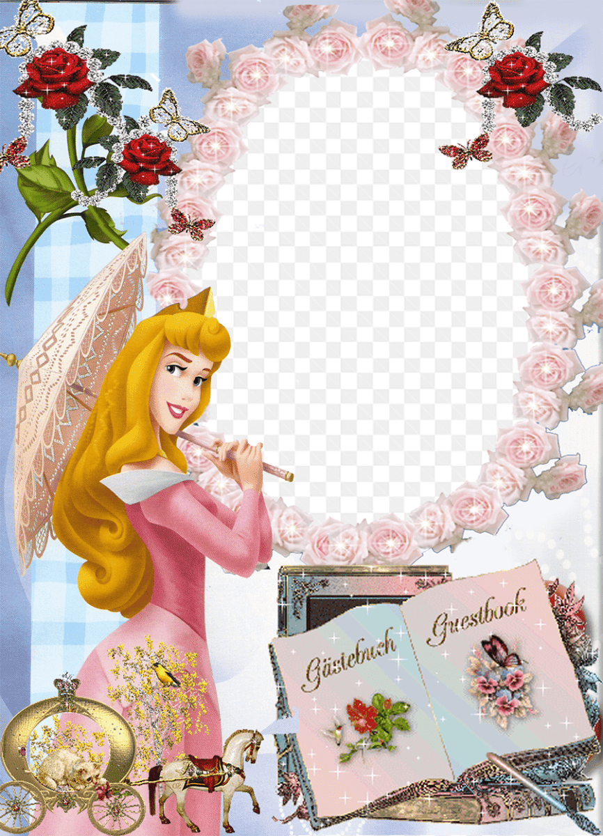 Mẫu thiết kế khung ảnh đẹp với hoa và cô gái cầm ô