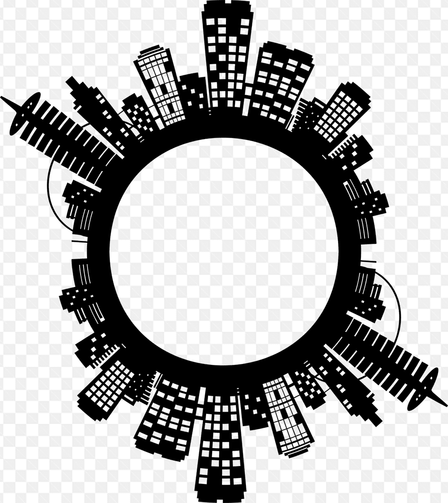 Mẫu thiết kế khung ảnh trắng đen 360 với những tòa nhà cao tầng đẹp