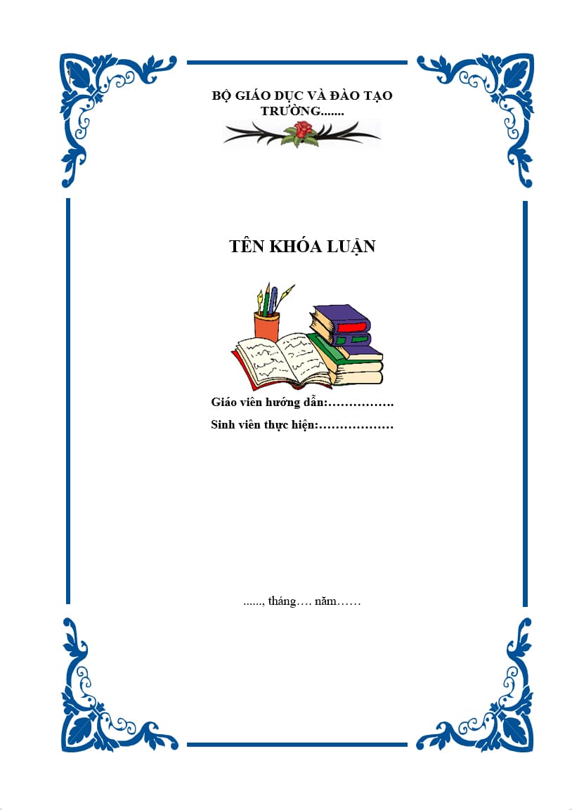 Trang bìa đề tài luận văn trang trí hoa văn đường viền đẹp mắt