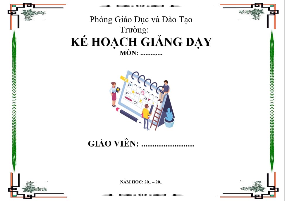 Trang bìa giáo án hình ngang trang trí quyển sổ nghi chép nghệ thuật