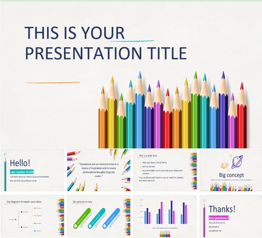 Mẫu Slide powerpoint phù hợp trong lĩnh vực: Giáo dục, trẻ em, học đường, sáng tạo (40 trang)