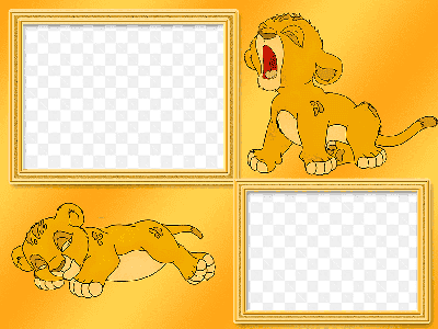 Mẫu thiết kế khung ảnh ghép hai ảnh với chú sư tử đáng yêu