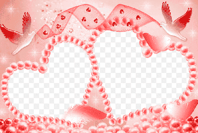 Mẫu thiết kế khung ảnh ghép đôi với hình hai trái tim nghệ thuật