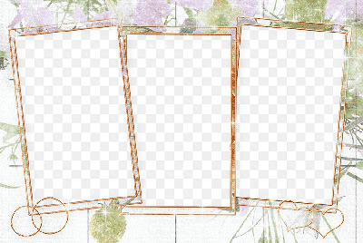 Mẫu thiết kế khung ảnh ghép 3 hình trang trí ảnh cưới với cặp vòng và hai trái tim đẹp