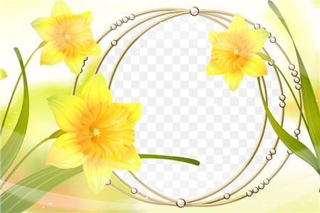 Khung ảnh nghệ thuật hoa vàng kết hợp những chuổi vòng ngọc sử dụng làm nền thiết kế ảnh