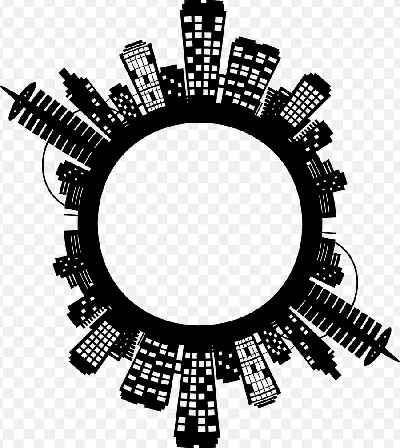 Mẫu thiết kế khung ảnh trắng đen 360 với những tòa nhà cao tầng đẹp