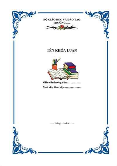 Trang bìa đề tài luận văn trang trí hoa văn đường viền đẹp mắt
