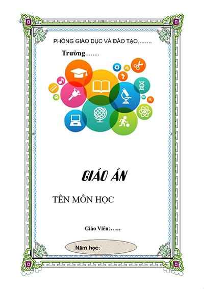 Trang bìa giáo án trang trí với những icon phục vụ việc giảng dạy, học tập