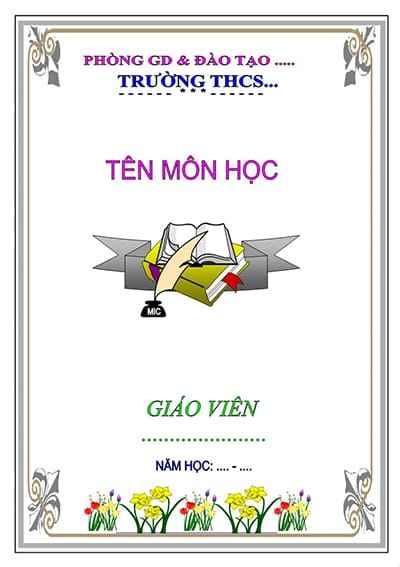 Trang bìa giáo án trang trí với họa tiết và những cụm hoa đẹp