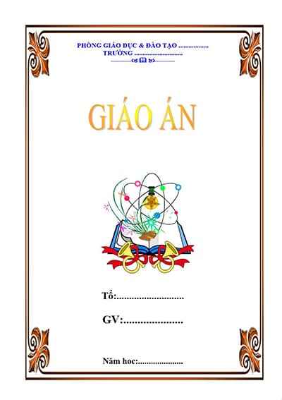 Trang bìa giáo án trang trí với 2 chiecs kèn và vòng quay vũ trụ