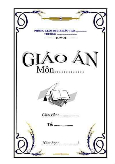 Trang bìa giáo án trang trí họa tiết với những bông lúa đẹp