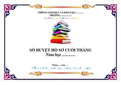 Trang bìa giáo án hình ngang trang trí họa tiết nghệ thuật và chồng sách