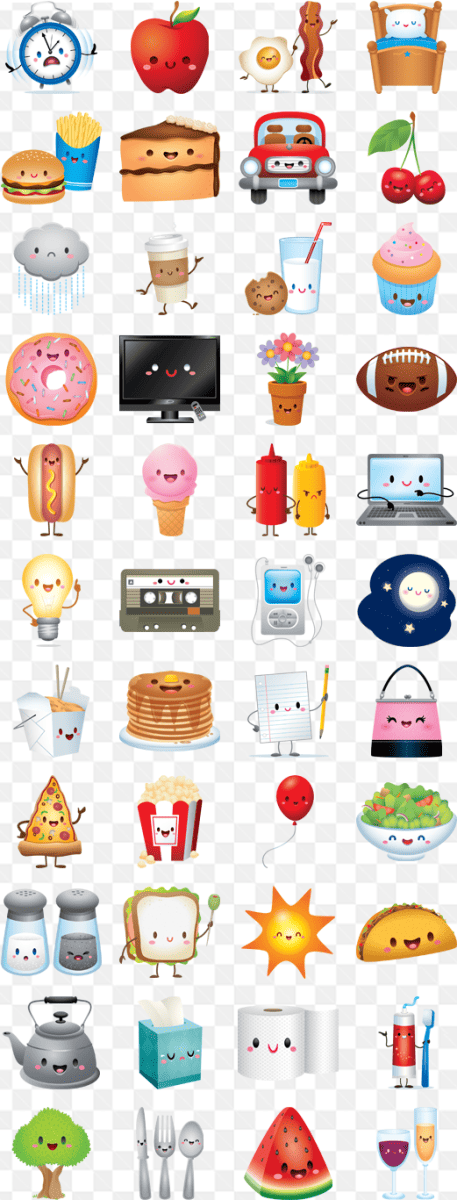 Mẫu thiết kế các mẫu item đồ ăn và biểu tượng sinh động