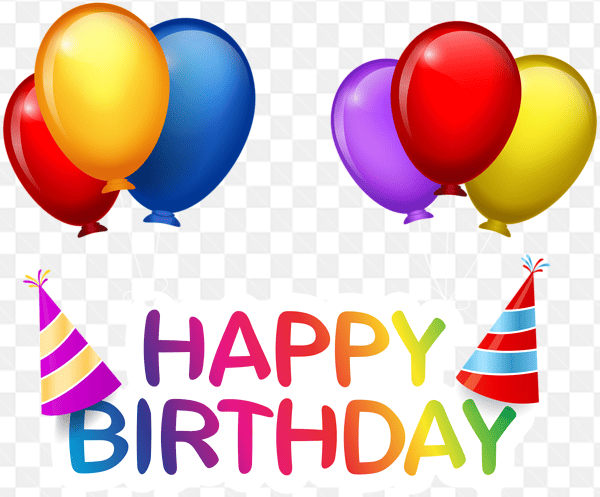 Mẫu thiết kế chúc mừng sinh nhật với những chùm bóng bày và mũ