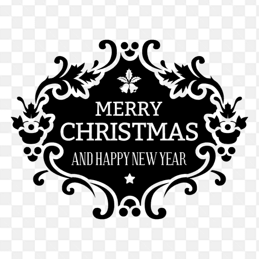 Mẫu thiết kế biểu tượng màu đen trắng chúc mừng giáng sinh và đón chào năm mới