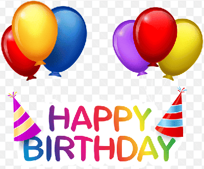 Mẫu thiết kế chúc mừng sinh nhật với những chùm bóng bày và mũ