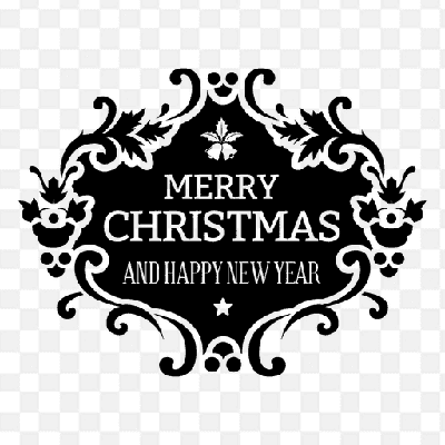 Mẫu thiết kế biểu tượng màu đen trắng chúc mừng giáng sinh và đón chào năm mới