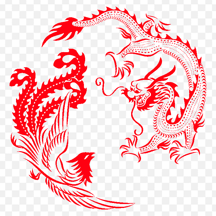 Mẫu thiết kế vẽ phác họa đẹp về rồng và chim phượng hoàng