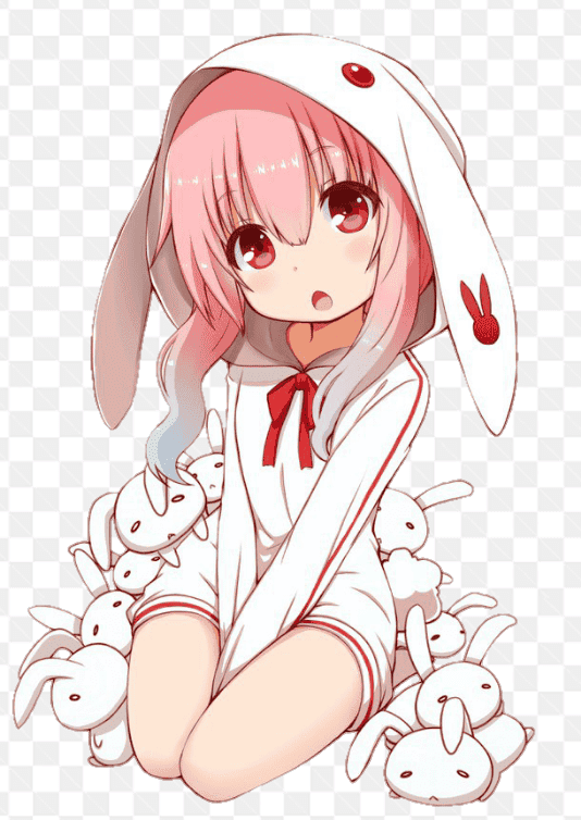 Mẫu thiết kế anime nữ với chiếc mũ hình thỏ dễ thương