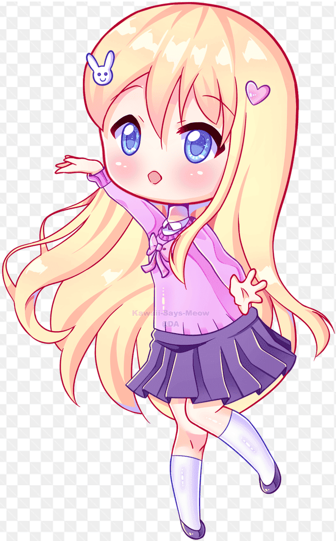 Mẫu thiết kế anime cô bé mắt xanh với chiếc váy màu tím dễ thương