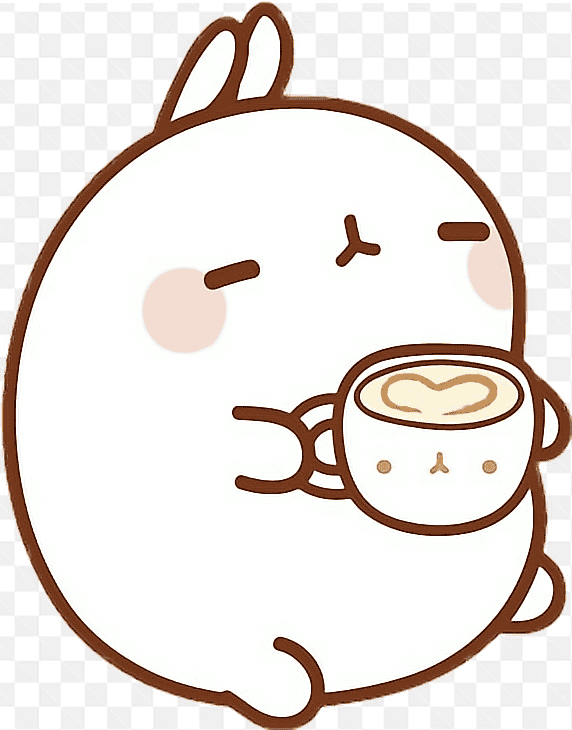 Mẫu thiết kế phác họa chú thỏ trắng cầm cốc cafe sữa thất đáng yêu