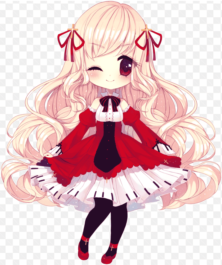 Mẫu thiết kế anime cô bé có chiếc váy đỏ