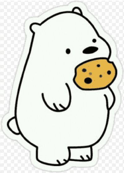 Mẫu thiết kế chó gấu trắng đang ngân chiếc bánh