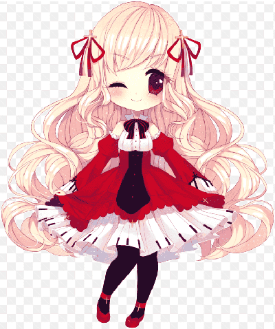 Mẫu thiết kế anime cô bé có chiếc váy đỏ