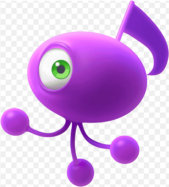 Mẫu thiết kế avatar anime màu tím với cái đầu to tròn và chỉ một con mắt xanh