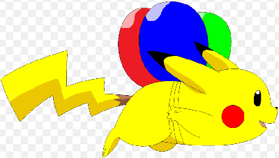 Mẫu thiết kế chú pikachu đang bay cùng những quả bóng đẹp