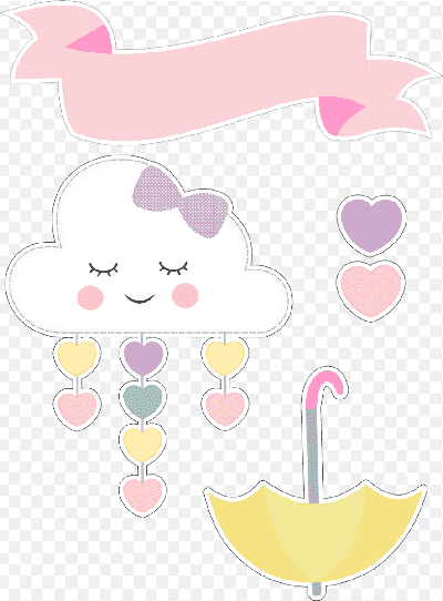 Mẫu thiết kế đám mây mặt người và chiếc ô đẹp