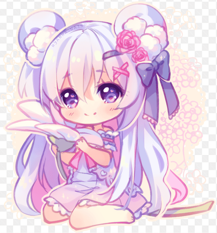 Mẫu thiết kế anime cô bé với trang phục màu tím buồn