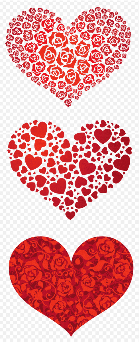 Mẫu thiết kế những bông hoa hồng tào thành những hình trái tim đẹp