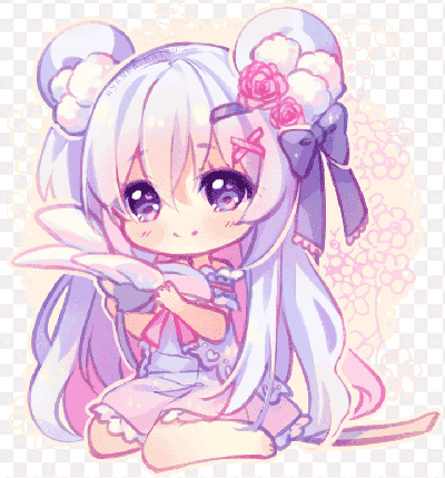 Mẫu thiết kế anime cô bé với trang phục màu tím buồn