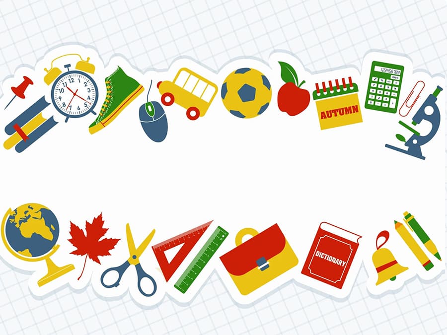 Mẫu thiết kế các đồ dùng học tập sử dụng làm khung nền cho powerpoint