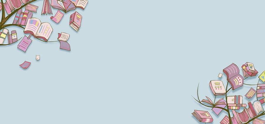 Khung ảnh nền powerpoint với điểm nhấn những quyển sách tạo thành tán cây nghệ thuật