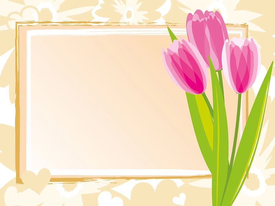 Khung ảnh nền powerpoint màu vàng nhạt cùng cành hoa lay ơn làm điểm nhấn