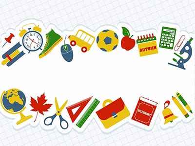 Mẫu thiết kế các đồ dùng học tập sử dụng làm khung nền cho powerpoint