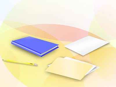 Khung ảnh nền powerpoint trang trí những quyển vở và cây bút