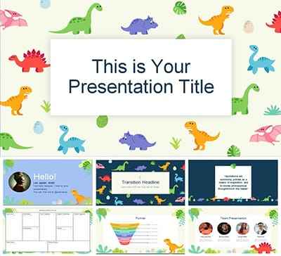 Mẫu Slide powerpoint thiết kế với các chú khổng long ngỗ nghĩnh