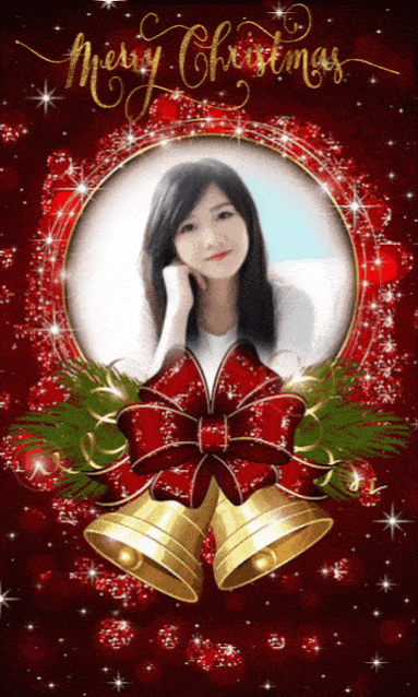 Ánh sáng nhấp nháy trang trí chiếc nơ và hai cái chuông mừng noel