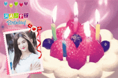 Ghép ảnh vào ảnh động bánh và những cây nến đang chuyền động